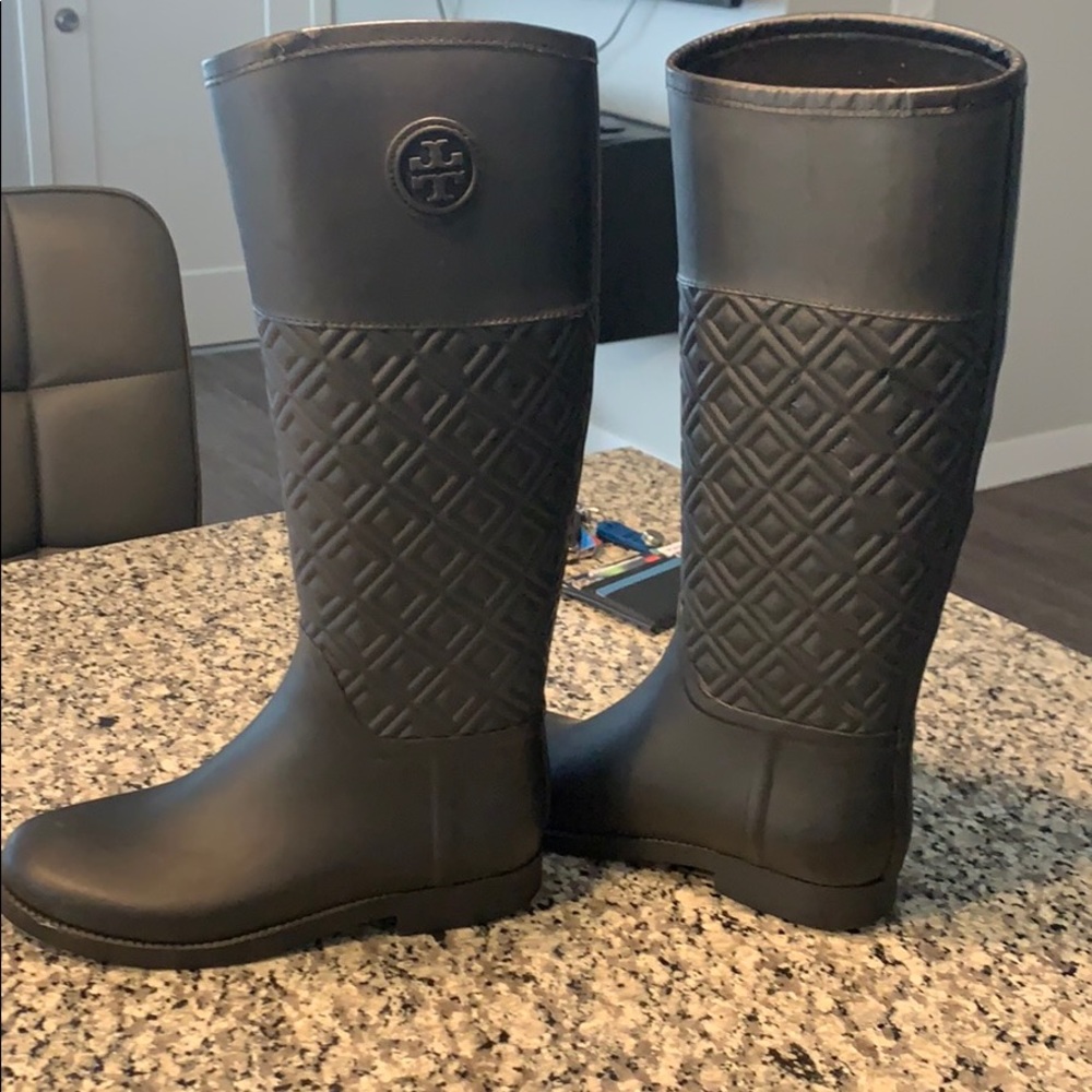Tory Burch MARION QUILTED Tall Rubber Rain Boots
